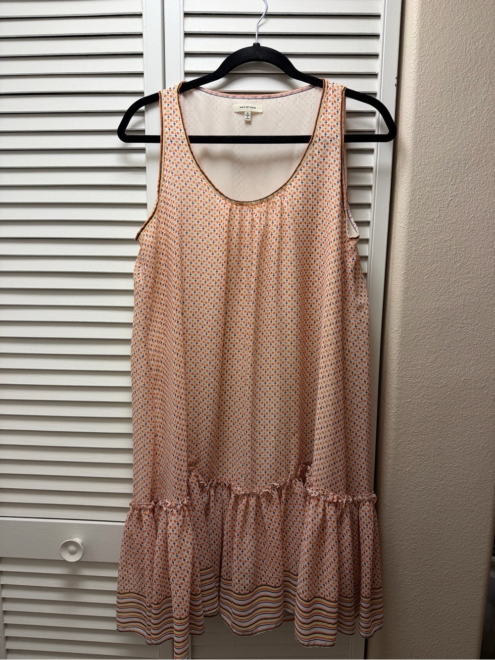 Max studio peach Sleeveless Ruffle-Hem Dress